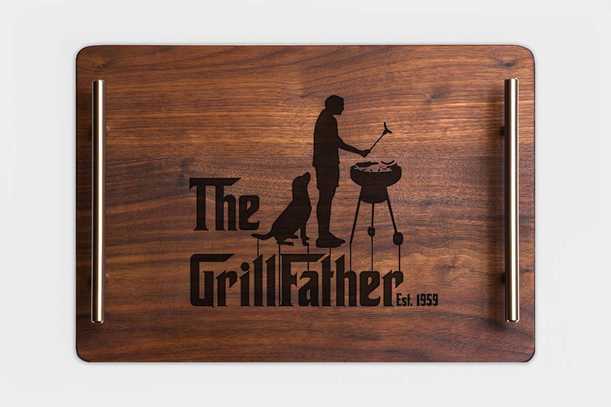 grillfather design - walnut wood personalized charcuterie board