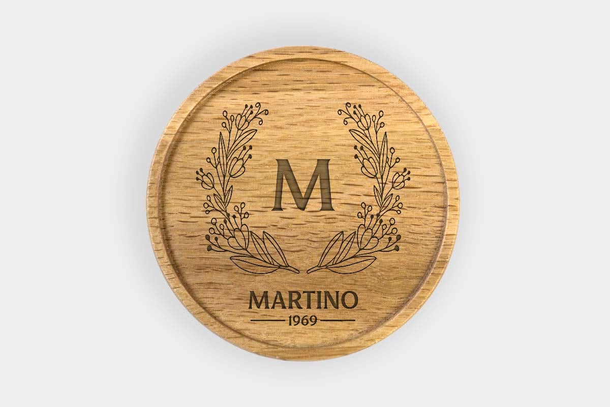 Personalized Oak Drink Coaster