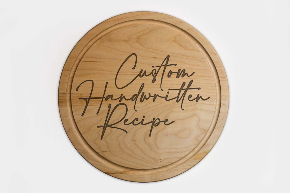 handwritten recipe cutting board